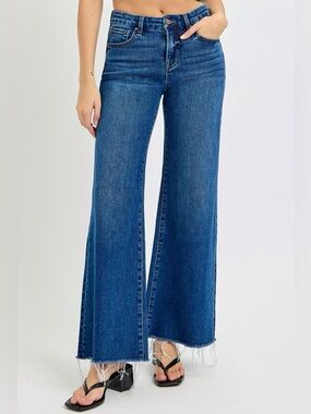 RISEN Tummy Control High Rise Wide Leg Jeans